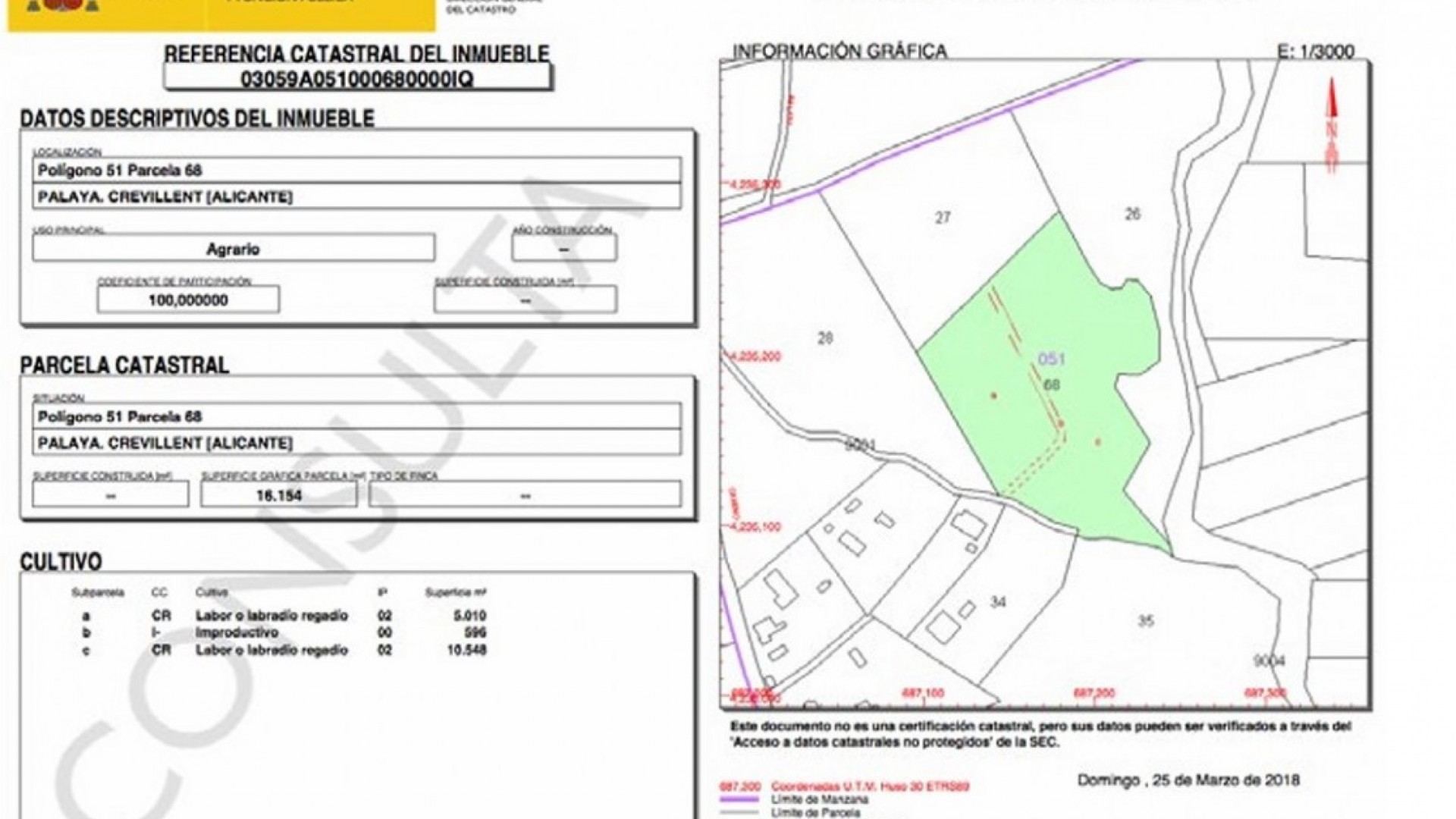 Revente - Parcelle Terrain -
Crevillente