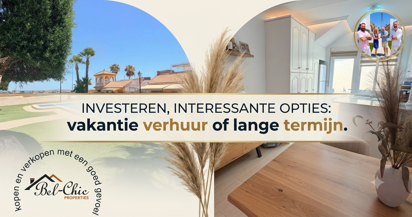 Investeren, interessante opties: vakantie verhuur of lange termijn. 